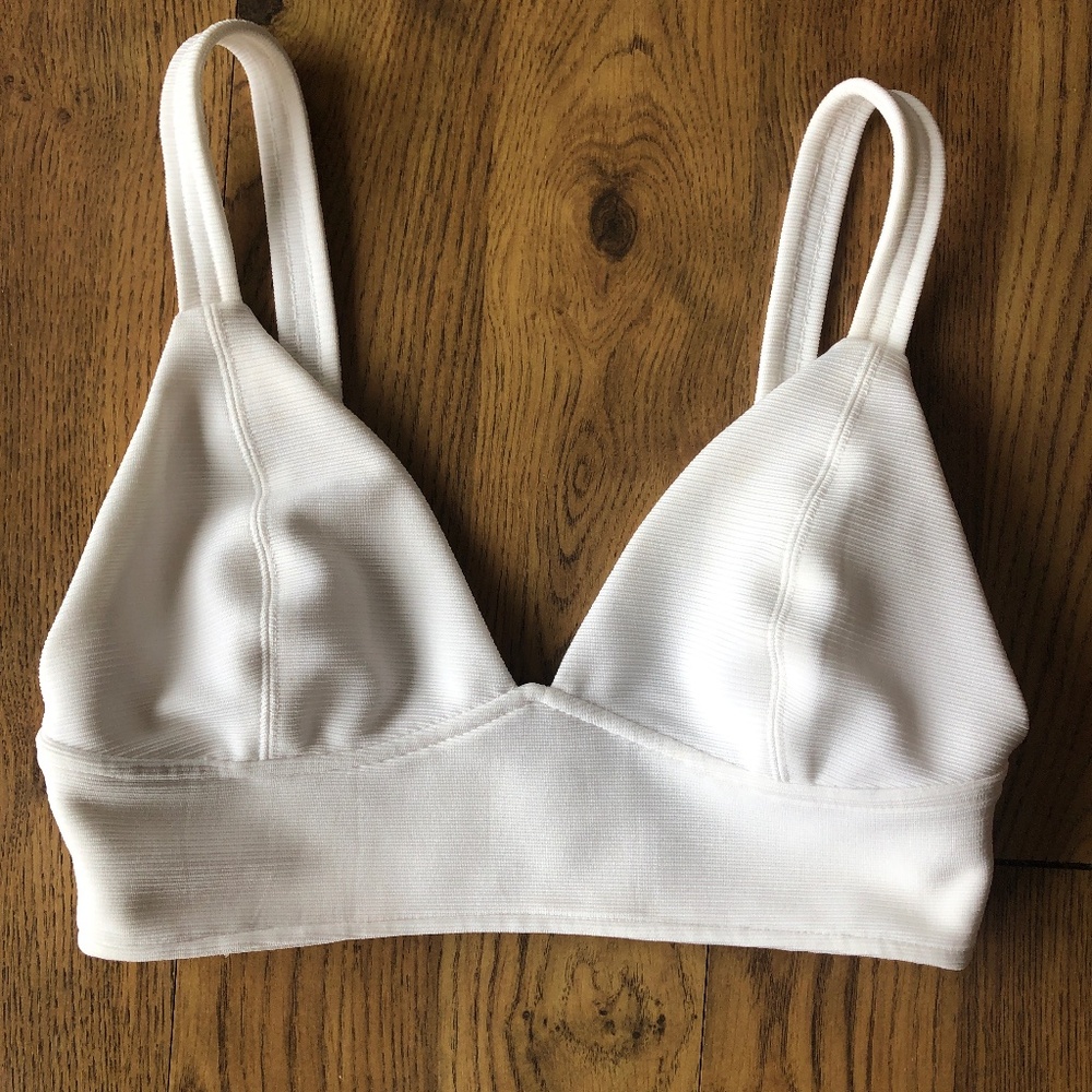 forever 21 small white crop top back zip bralette festival summer party